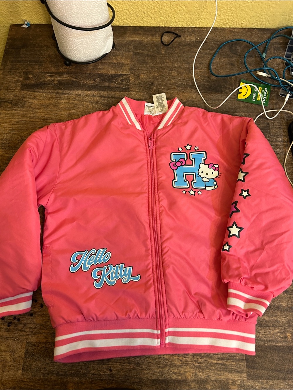 Hello Kitty Pink Star Logo Girls' Puffer Jacket